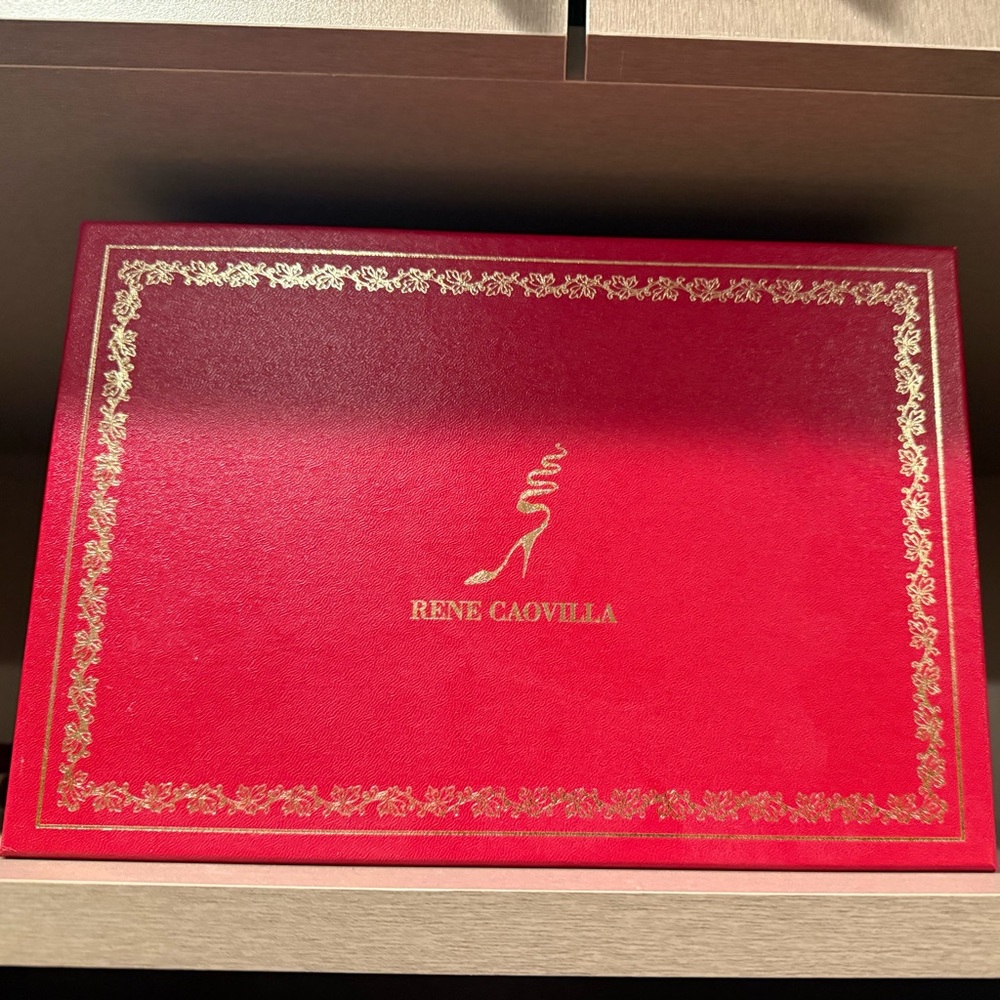 Rene Caovilla Luxurious Red Box with Gold Accents